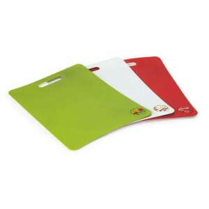 Snips 000512 cutting board set, 3 pieces, green, white, red, with food icons - Cutting board