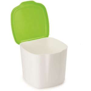 Snips 000520 table bin, 3 liter, green lid, white body, open lid - Trash can