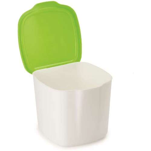 Snips 000520 table bin, 3 liter, green lid, white body, open lid