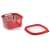 Snips 000765 red 1.5 liter food storage container with removable basket and lid, showing the container, basket, and lid separately