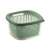 Snips 1.5 liter green plastic food storage container with removable basket and clear lid, perfect for storing and washing fruits and vegetables