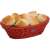 Westmark red oval wicker bread basket, filled with bread rolls