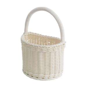 Coș de răchită alb Westmark cu mâner, 18x11x16 cm, depozitare baie - Cutii de depozitare și coșuri