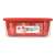 Snips 021488 red plastic vegetable storage container with removable basket and lid, 4 liter, side view
