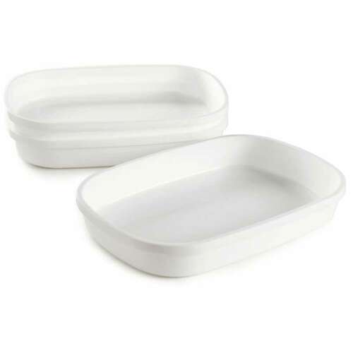 Snips breading coating set, 3 piece, plastic, white, set of 3 breading dishes