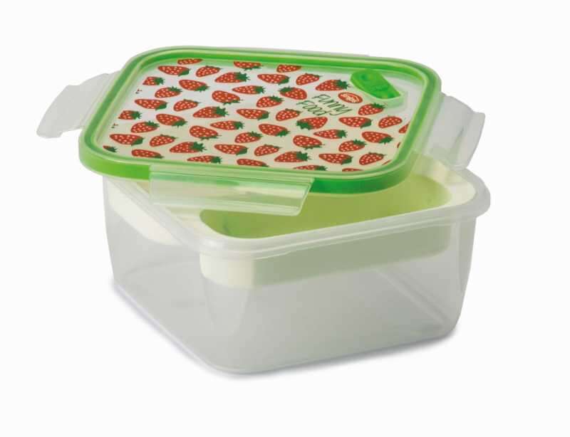 Snips 033101 ételhordó doboz, műanyag, 1,4 liter, epres mintával