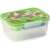 Snips 1.5L lunch box with jungle design, closed, showing the built-in ice pack, fork, knife, and sauce container