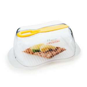 Snips butter dish with knife, 0.5 liter, transparent, yellow lid, BPA free, dishwasher safe - Kitchen Storage Container