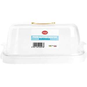 Snips Farm Butter Keeper, clear plastic butter dish with lid, made in Italy - Kitchen Storage Container