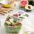 Snips 055005 1 liter fresh food container, 3 pack, clear plastic, square shape, with lid, filled with salad