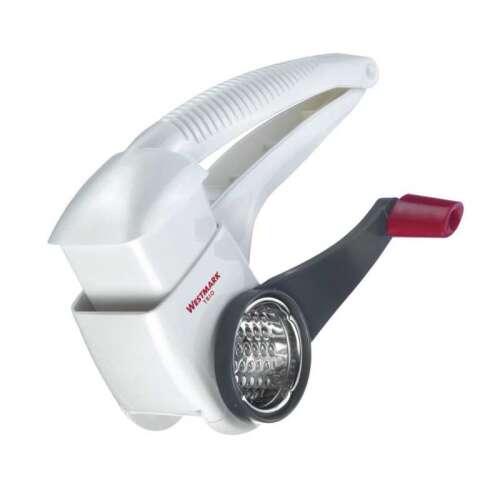 Westmark 1172 drum grater, white and gray, with red handle, 3 interchangeable drums