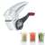 Westmark 1172 drum grater, white and gray, with red handle, 3 interchangeable drums, with grated cheese, carrots, and cucumbers