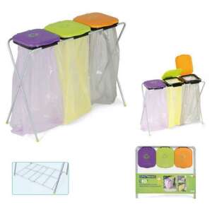 CASABRIKO 3-bin outdoor waste sorting stand with lids, purple, green, orange - Trash can