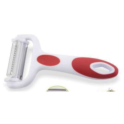 LIT PILLY 3-in-1 Gemüseschäler, weiß und rot, mit Julienne-, Wellenschliff- und Standardklingen