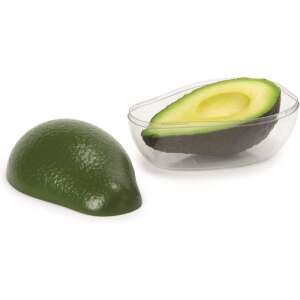 Snips avocado keeper container, clear plastic avocado shaped container with green lid, showing half an avocado inside - Food storage container