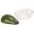 Snips avocado keeper container, clear plastic avocado shaped container with green lid, showing the container open