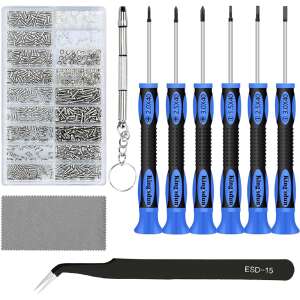 Timeless Tools Magnetic Precision Screwdriver Set for Glasses, includes 6 screwdrivers, tweezers, cleaning cloth, screws, nose pads, and eyeglasses holders - Timeless Tools
