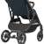 Maxi-Cosi Soho stroller, blue, with brown leather handle, for newborns and toddlers up to 22 kg, showing rear wheels and suspension