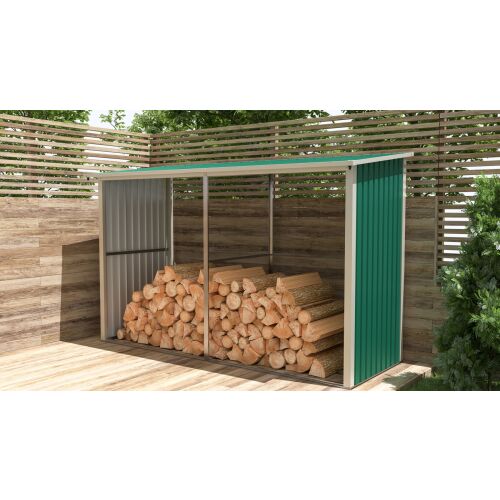 G21 WOH 682 Zöld Tüzifa Tároló Fával Megtöltve