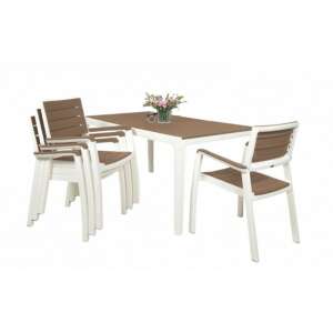 Keter Harmony kerti bútor szett, asztal + 4 szék, fehér / cappuccino 95150376 