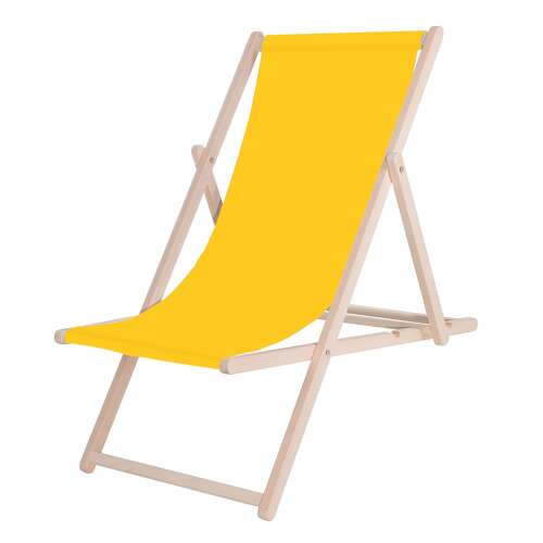 Springos yellow wooden folding beach chair, comfortable and durable, perfect for relaxing in the garden or on the beach