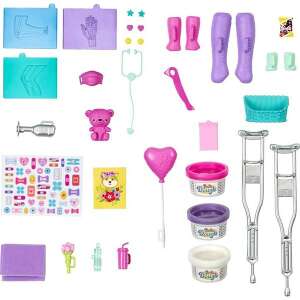 Barbie Mobile Clinic Playset accessories, including play dough, bandages, crutches, and more - Mattel