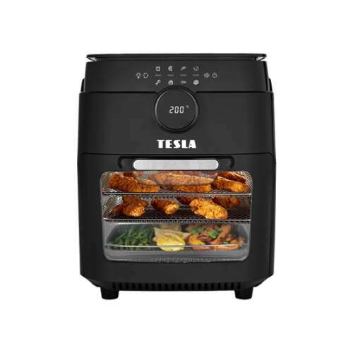Фритюрник с горещ въздух TESLA AirCook & Grill QG800 WiFi с ротисерия, 12L, Черен