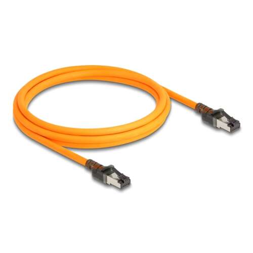 Delock RJ45 hálózati kábel USB Type-C porttal megtalálási, önazonosítási funkcióval Cat.6A S/FTP 2 m narancssárga
