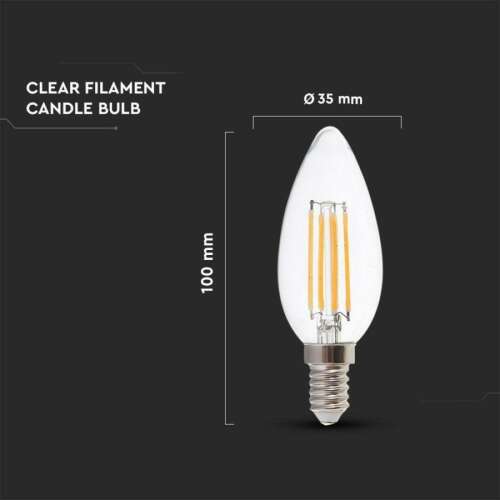 V-TAC LED FILAMENT lámpa izzó E14/C35/6W/4000K/ GYERTYA - 7424