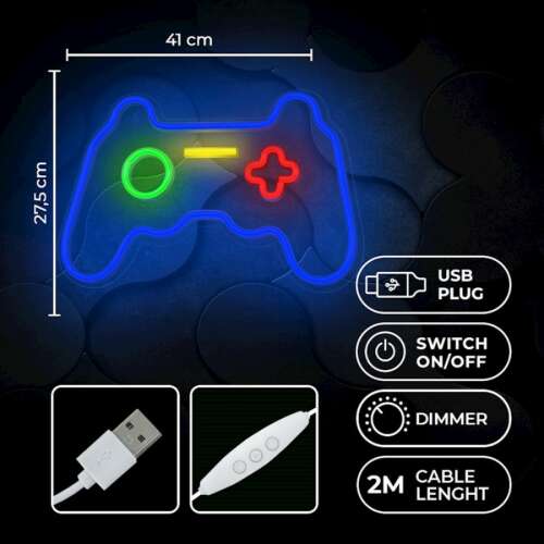 Neon plexi led dekorációs lámpa gamepad kontroller többszínű