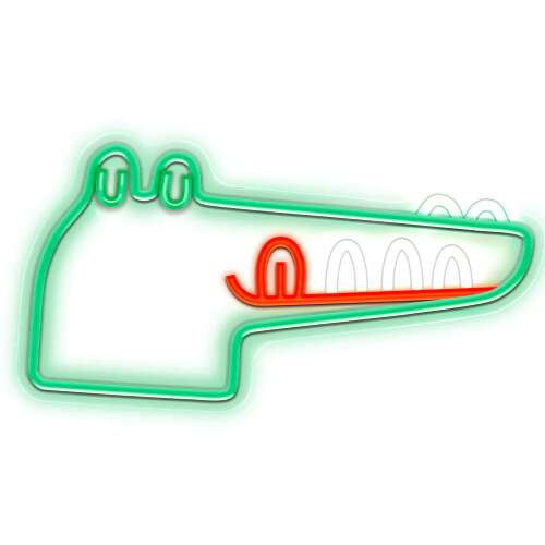 Zöld LED neon krokodil lámpa, Jurassic sorozat, faldekoráció, gyerekszoba dekoráció