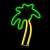 Zöld és narancssárga neon pálmafa lámpa, dekoratív neon lámpa, pálmafa neon felirat
