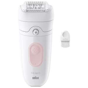 Braun Silk-épil 5 5-000 Мокър и сух епилатор, MicroGrip, Smart Light, 28 пинсети, 2 скорости, бял