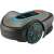 Gardena Sileno Minimo 400 robotic lawnmower, grey and blue, front view