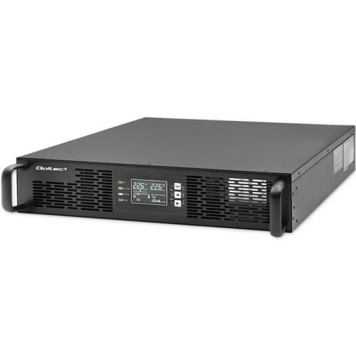 Qoltec 1000VA Online UPS elölnézet, rackbe szerelhető UPS szervervédelemhez - Qoltec