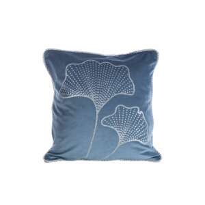Fres2 bársony párnahuzat gránátkék/ezüst 45x45 cm ginkgo levél mintával - Párnahuzat