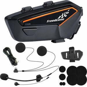 FreedConn F1 V2 Motoros Intercom - Fekete, Bluetooth headset motorkerékpár kommunikációhoz - Audio