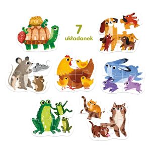 CzuCzu Tierpuzzle Set mit 7 verschiedenen Puzzles, jedes mit 4 Teilen - Puzzle & Rätsel