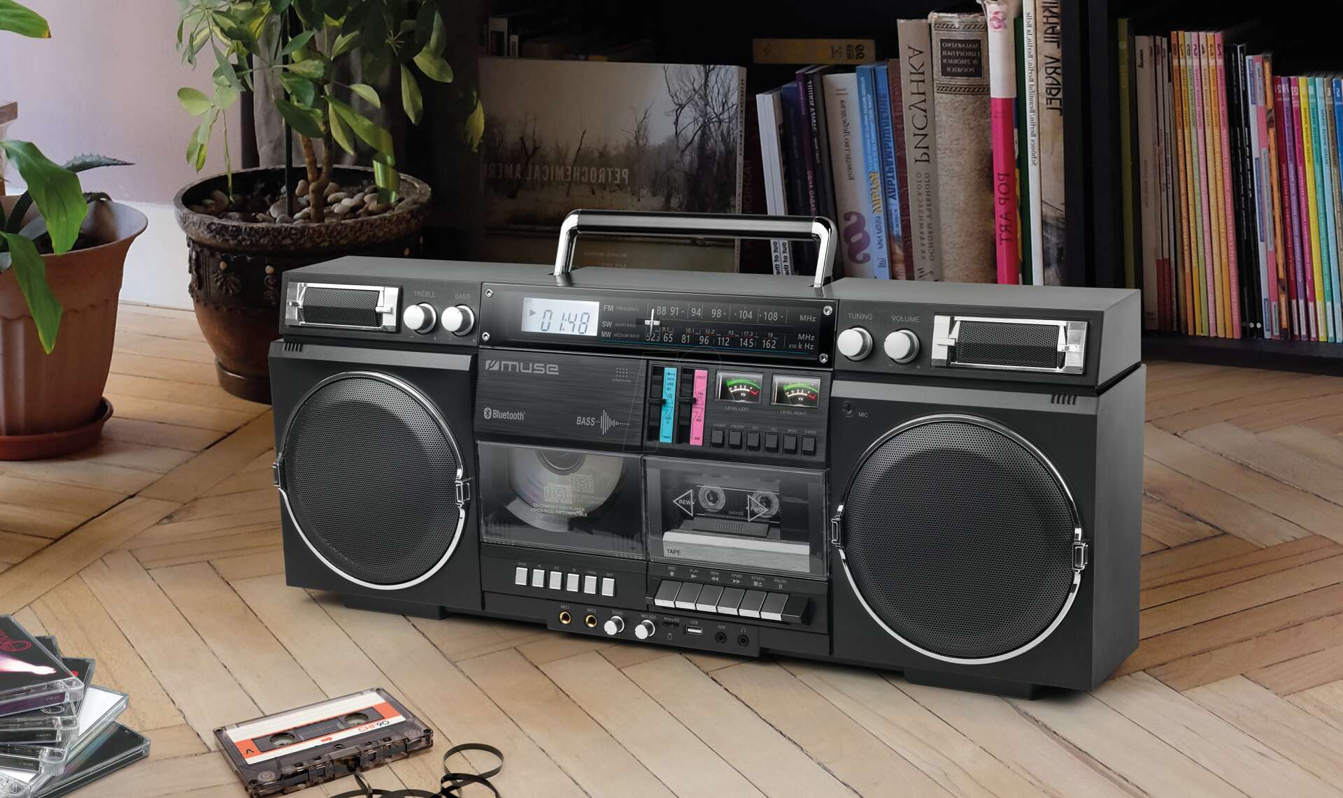 Muse m-380 gb bluetooth hordozható cd lejátszó és kazettás magnó rádió