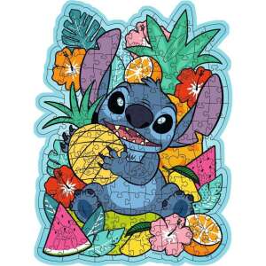 Ravensburger Disney Stitch 150-elementowa drewniana układanka przedstawiająca Stitch trzymającego ananasa otoczonego tropikalnymi owocami i kwiatami - Ravensburger Puzzle