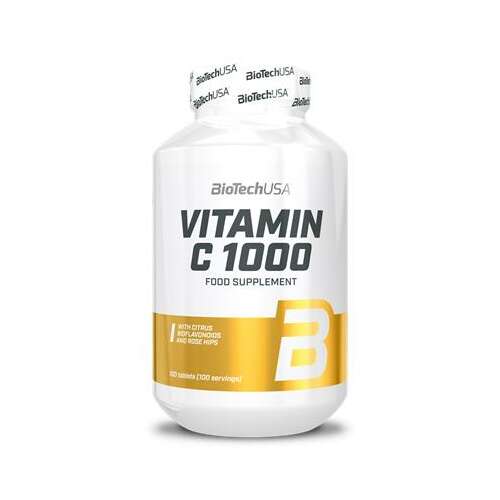 Étrend-kiegészítő tabletta, 100 tabletta, 1000mg C-vitaminnal, BIOTECH USA