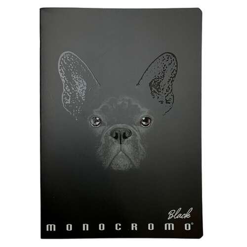 PIGNA Monocromo Black vonalas füzet - A4 - francia bulldog