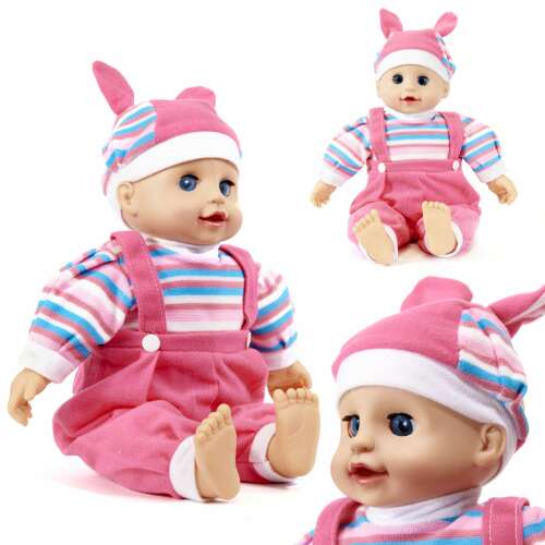 Maja baba, játékbaba rózsaszín ruhával 4 féle hanggal 40 cm