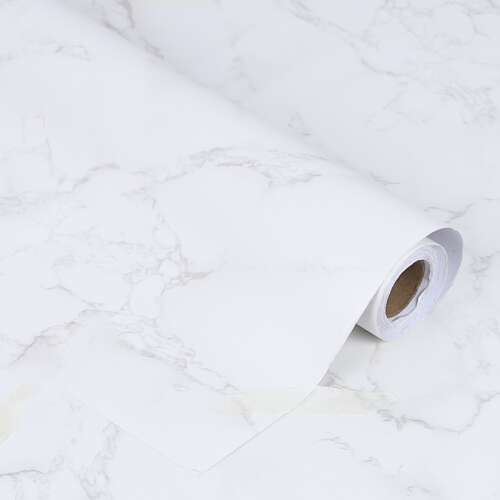 Öntapadó fólia tekercs, furnér, fehér márvány tapéta - magnólia 1,22x50m