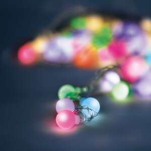 Szolár napelemes LED füzér 6,5 méter hosszú, 30 db fagyos golyóval, többszínű - Nonbrand Fényfüzér