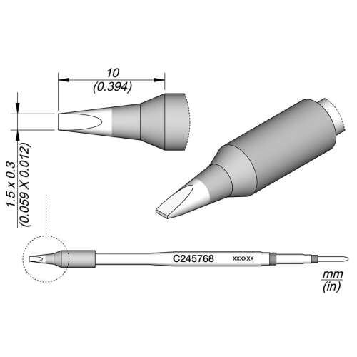 JBC Tools C245768 forrasztóhegy, véső forma, egyenes 1.5 x 0.3 mm, hossza 10 mm
