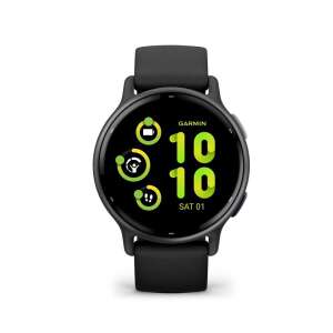 Garmin vívoactive 5 smartwatch w kolorze czarnym, z okrągłym wyświetlaczem i czarnym paskiem - Inteligentne urządzenie
