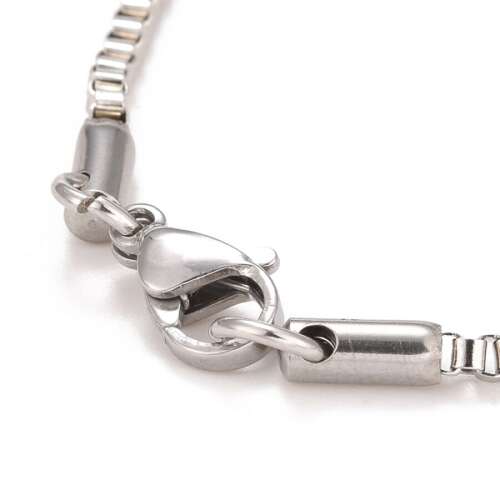 Rozsdamentes acél szögletes box chain férfi nyaklánc, 51 cm x 2 mm