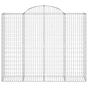 vidaXL horganyzott vas gabion kosár, 200x50x160/180 cm, íves, kerti dekorációhoz és hangszigeteléshez - Kerítéselem