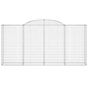 vidaXL íves horganyzott vas gabion kosár, 300x50x140/160 cm, dekoratív kerti fal, hangszigetelő, kültéri dekoráció - Kerítéselem